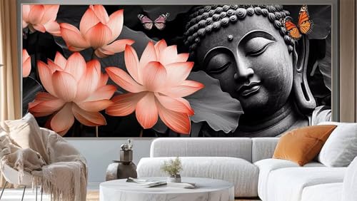 Diamond Painting Vintage-Buddha Diamond Painting Groß XXL 100x50 cm, 5D Diamant Painting Bilder Blume Malen Nach Zahlen Erwachsene Crystal Stickerei Malerei Kit, Home Decor Geschenk für Mädchen ll235 von Mailielie