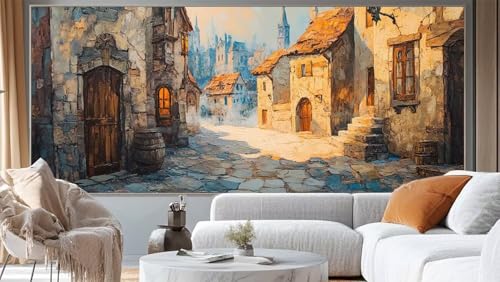 Diamond Painting Vintage Diamant Painting Bilder Landschaft Malen nach Zahlen Erwachsene,DIY 5D Diamond Painting Zubehör Mädchen Basteln Diamant Kunst Malerei Stickerei Set,Home Dekor 140x70 cm ll220 von Mailielie