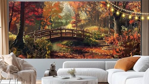 Diamond Painting Wald Diamant Painting Bilder Brücke Malen nach Zahlen Erwachsene Kinder, 5D DIY Diamond Art Bilder Basteln Diamant Kunst Malerei Stickerei Set, Deko Wohnzimmer Zuhause 60x30 cm m266 von Mailielie