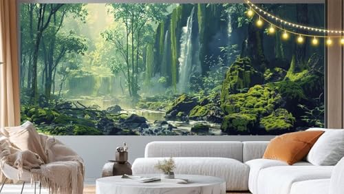 Diamond Painting Wald Diamant Painting Bilder Wasserfall Malen nach Zahlen Erwachsene Kinder, DIY Diamond Art Bilder Basteln Diamant Kunst Malerei Stickerei Set, Deko Wohnzimmer Zuhause 70x40 cm m268 von Mailielie