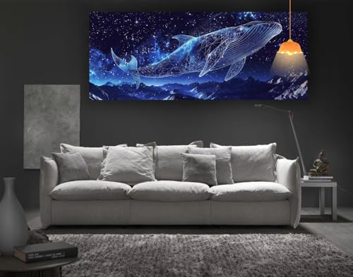 Diamond Painting Walfisch Diamant Painting Bilder Erwachsene, Fantasie Diamond Painting Eckige Steine, DIY 5D Diamond Art Basteln Diamant Kunst Malerei Stickerei Set, Deko Wohnzimmer 140 x 70 cm fa132 von Mailielie