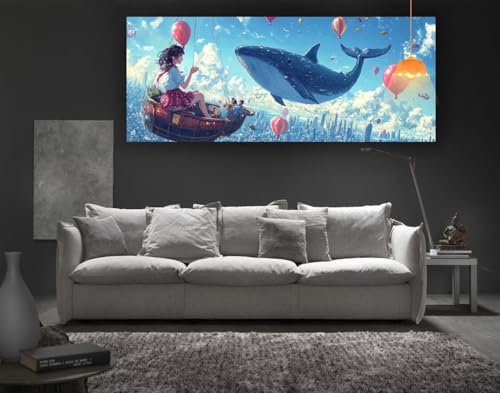 Diamond Painting Walfisch Diamond Painting XXL 90x180 cm, 5D Diamant Painting Bilder Tier Malen Nach Zahlen Erwachsene Crystal Strass Stickerei Malerei Kit, Home Decor, Geschenk für Mädchen fa285 von Mailielie