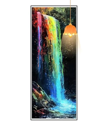 Diamond Painting Wasserfall Diamant Painting Bilder Erwachsene, Regenbogen Diamond Painting Eckige Steine, DIY 5D Diamond Art Basteln Diamant Kunst Malerei Stickerei, Deko Wohnzimmer 200x100 cm fa800 von Mailielie