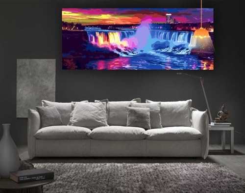 Diamond Painting Wasserfall Diamant Painting Bilder Erwachsene, Regenbogen Diamond Painting Runde Steine, DIY 5D Diamond Art Basteln Diamant Kunst Malerei Stickerei Set, Deko Wohnzimmer 120x60cm fa34 von Mailielie