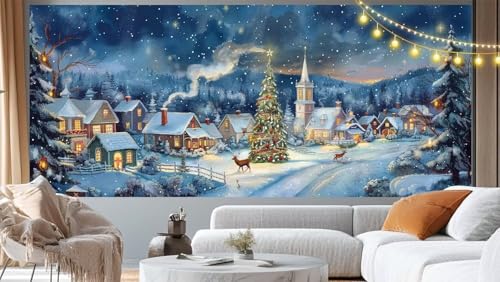 Diamond Painting Weihnachten Diamond Painting Groß XXL 70x40 cm, 5D Diamant Painting Bilder Dorf Malen Nach Zahlen Erwachsene Basteln Crystal Strass Stickerei Malerei Kit, Home Decor Geschenk m213 von Mailielie