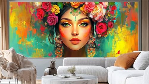 Diamond Painting Weinlese Diamond Painting Groß XXL 100 x 50 cm,5D Diamant Painting Bilder Frau Malen Nach Zahlen Erwachsene Crystal Strass Stickerei Malerei Kit,Home Decor Geschenk für Mädchen ll227 von Mailielie