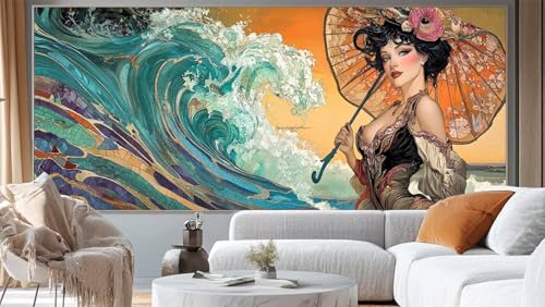 Diamond Painting Wellen Diamond Painting Groß XXL 300 x 100 cm,5D Diamant Painting Bilder Prinzessin Malen Nach Zahlen Erwachsene Crystal Strass Stickerei Malerei,Home Decor Geschenk für Mädchen ll265 von Mailielie