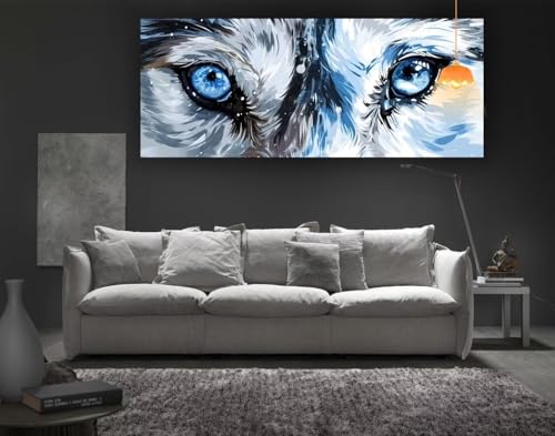 Diamond Painting Wolf Diamant Painting Bilder Erwachsene, Tier Diamond Painting Eckige Steine, DIY Diamond Painting Zubehör 5D Diamond Art Diamant Kunst Malerei Stickerei, Deko Wohnzimmer 70x40cm fa64 von Mailielie