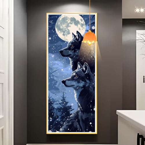 Diamond Painting Wolf Diamond Painting XXL 100x200 cm, 5D Diamant Painting Bilder Tier Diamond Painting Malen Nach Zahlen Erwachsene Crystal Strass Stickerei Malerei Kit, Home Decor Geschenk fa759 von Mailielie