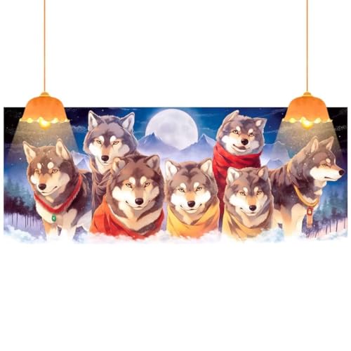 Diamond Painting Wolf Diamond Painting XXL 140 x 70 cm, 5D Diamant Painting Bilder Tier Diamond Painting Malen Nach Zahlen Erwachsene Crystal Strass Stickerei Malerei Kit, Home Decor Geschenk fa387 von Mailielie