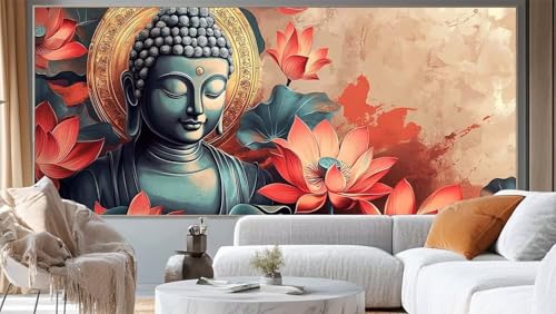 Diamond Painting Zen Diamant Painting Bilder Lotus Malen nach Zahlen Erwachsene, DIY Diamond Painting Zubehör 5D Diamond Art Basteln Diamant Kunst Malerei Stickerei, Deko Wohnzimmer 200 x 100 cm ll26 von Mailielie