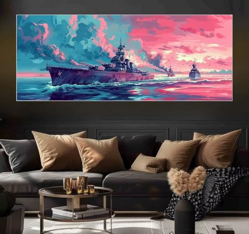 Malen Nach Zahlen Abstract, Ship Malen Nach Zahlen Erwachsene DIY Paint by Numbers Kinder Gemälde inklusive Pinsel und Acrylfarben Handgemalt Ölgemälde Leinwand Bastelset Geschenk (Frameless)(30x60cm) von Mailielie