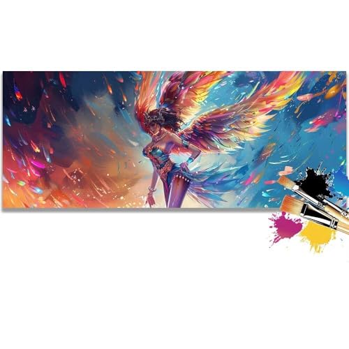 Malen Nach Zahlen Angel, Fairy Malen Nach Zahlen Erwachsene DIY Paint by Numbers Kinder Gemälde inklusive Pinsel und Acrylfarben Handgemalt Ölgemälde Leinwand Bastelset Geschenk (Frameless)(100x200cm) von Mailielie