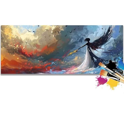 Malen Nach Zahlen Angel, Princess Malen Nach Zahlen Erwachsene DIY Paint by Numbers Kinder Gemälde inklusive Pinsel und Acrylfarben Handgemalt Ölgemälde Leinwand Bastelset (Frameless)(100x200cm) von Mailielie