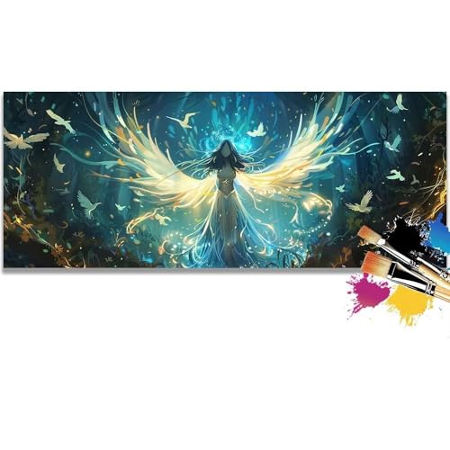 Malen Nach Zahlen Angel,Bird Malen Nach Zahlen Erwachsene DIY Paint by Numbers Kinder Gemälde inklusive Pinsel und Acrylfarben Handgemalt Ölgemälde Leinwand Bastelset für Geschenk(Frameless)(50x100cm) von Mailielie