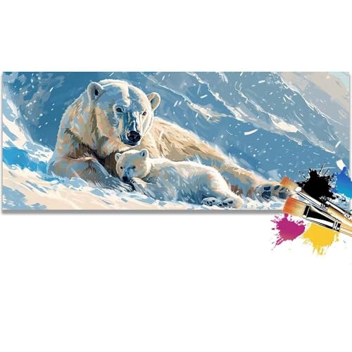 Malen Nach Zahlen Animals, Bears Malen Nach Zahlen Erwachsene DIY Paint by Numbers Kinder Gemälde inklusive Pinsel und Acrylfarben Handgemalt Ölgemälde Leinwand Bastelset (Frameless)(100x200cm) von Mailielie