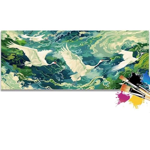 Malen Nach Zahlen Animals, Red Crowned Cranes Malen Nach Zahlen Erwachsene DIY Paint by Numbers Kinder Gemälde inklusive Pinsel und Acrylfarben Handgemalt Ölgemälde Leinwand (Frameless)(100x200cm) von Mailielie