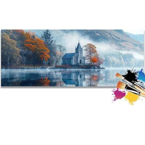 Malen Nach Zahlen Architecture, Landscape Malen Nach Zahlen Erwachsene DIY Paint by Numbers Kinder Gemälde inklusive Pinsel und Acrylfarben Handgemalt Ölgemälde Leinwand Bastelset (Frameless)(40x80cm) von Mailielie