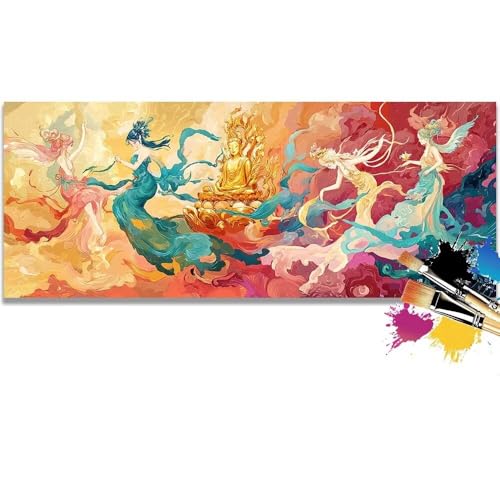 Malen Nach Zahlen Beauty, Fairy Malen Nach Zahlen Erwachsene DIY Paint by Numbers Kinder Gemälde inklusive Pinsel und Acrylfarben Handgemalt Ölgemälde Leinwand Bastelset (Frameless)(100x200cm) von Mailielie