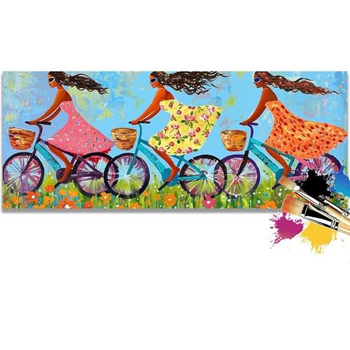 Malen Nach Zahlen Bicycle, Fairy Malen Nach Zahlen Erwachsene DIY Paint by Numbers Kinder Gemälde inklusive Pinsel und Acrylfarben Handgemalt Ölgemälde Leinwand Bastelset (Frameless)(100x200cm) von Mailielie