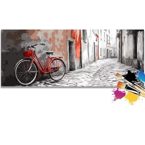 Malen Nach Zahlen Bicycles, Alleys Malen Nach Zahlen Erwachsene DIY Paint by Numbers Kinder Gemälde inklusive Pinsel und Acrylfarben Handgemalt Ölgemälde Leinwand Bastelset (Frameless)(100x200cm) von Mailielie