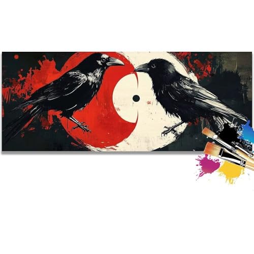 Malen Nach Zahlen Birds, Crows Malen Nach Zahlen Erwachsene DIY Paint by Numbers Kinder Gemälde inklusive Pinsel und Acrylfarben Handgemalt Ölgemälde Leinwand Bastelset Geschenk (Frameless)(90x180cm) von Mailielie