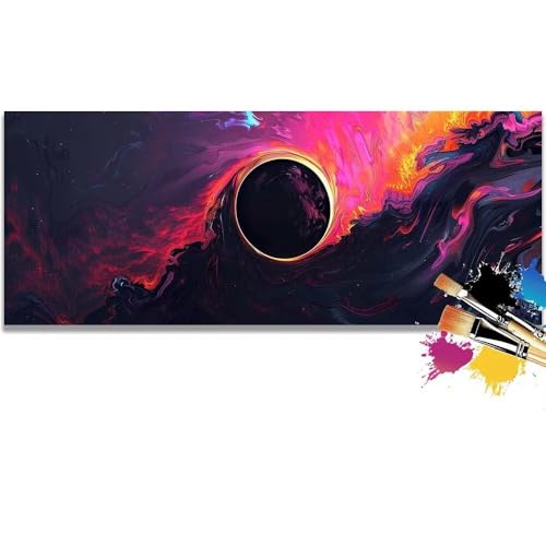 Malen Nach Zahlen Black Hole, Abstract Malen Nach Zahlen Erwachsene DIY Paint by Numbers Kinder Gemälde inklusive Pinsel und Acrylfarben Handgemalt Ölgemälde Leinwand Bastelset (Frameless)(50x100cm) von Mailielie