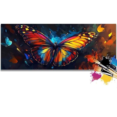 Malen Nach Zahlen Butterfly, Painted Malen Nach Zahlen Erwachsene DIY Paint by Numbers Kinder Gemälde inklusive Pinsel und Acrylfarben Handgemalt Ölgemälde Leinwand Bastelset (Frameless)(20x40cm) von Mailielie