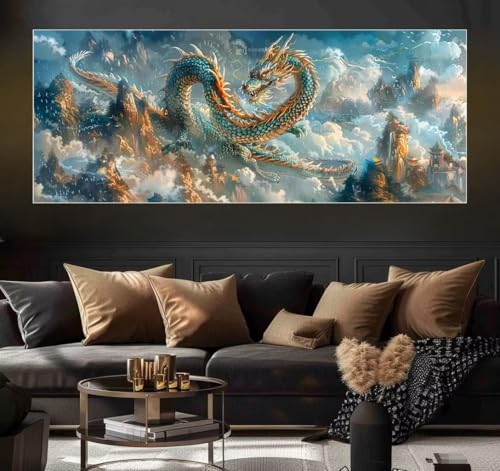 Malen Nach Zahlen China, Dragon Malen Nach Zahlen Erwachsene DIY Paint by Numbers Kinder Gemälde inklusive Pinsel und Acrylfarben Handgemalt Ölgemälde Leinwand Bastelset (Frameless)(100x200cm) von Mailielie