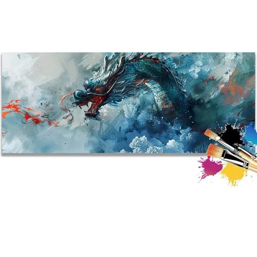 Malen Nach Zahlen China, Dragon Malen Nach Zahlen Erwachsene DIY Paint by Numbers Kinder Gemälde inklusive Pinsel und Acrylfarben Handgemalt Ölgemälde Leinwand Bastelset Geschenk (Frameless)(90x180cm) von Mailielie