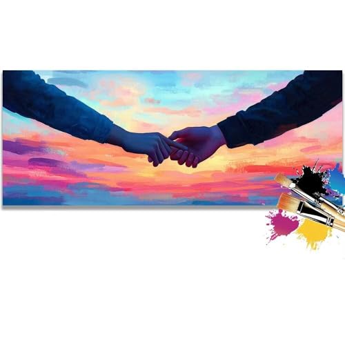 Malen Nach Zahlen Couple, Landscape Malen Nach Zahlen Erwachsene DIY Paint by Numbers Kinder Gemälde inklusive Pinsel und Acrylfarben Handgemalt Ölgemälde Leinwand Bastelset (Frameless)(100x200cm) von Mailielie