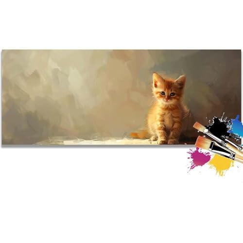 Malen Nach Zahlen Cute, Cat Malen Nach Zahlen Erwachsene DIY Paint by Numbers Kinder Gemälde inklusive Pinsel und Acrylfarben Handgemalt Ölgemälde Leinwand Bastelset für Geschenk (Frameless)(90x180cm) von Mailielie