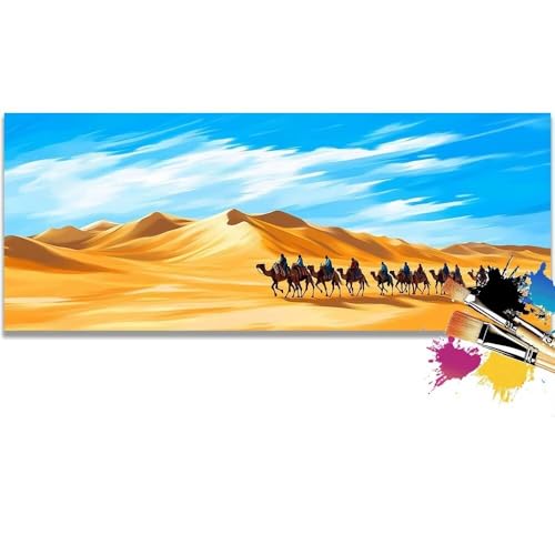 Malen Nach Zahlen Desert, Camel Malen Nach Zahlen Erwachsene DIY Paint by Numbers Kinder Gemälde inklusive Pinsel und Acrylfarben Handgemalt Ölgemälde Leinwand Bastelset (Frameless)(100x200cm) von Mailielie