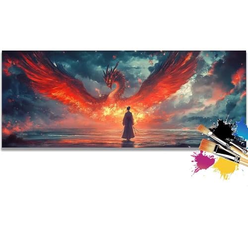 Malen Nach Zahlen Dragon, Fairy Malen Nach Zahlen Erwachsene DIY Paint by Numbers Kinder Gemälde inklusive Pinsel und Acrylfarben Handgemalt Ölgemälde Leinwand Bastelset (Frameless)(100x200cm) von Mailielie