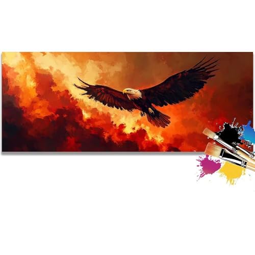 Malen Nach Zahlen Flame, Eagle Malen Nach Zahlen Erwachsene DIY Paint by Numbers Kinder Gemälde inklusive Pinsel und Acrylfarben Handgemalt Ölgemälde Leinwand Bastelset Geschenk (Frameless)(100x200cm) von Mailielie