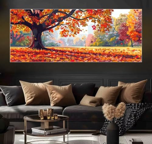 Malen Nach Zahlen Landscape, Autumn Malen Nach Zahlen Erwachsene DIY Paint by Numbers Kinder Gemälde inklusive Pinsel und Acrylfarben Handgemalt Ölgemälde Leinwand Bastelset (Frameless)(100x200cm) von Mailielie