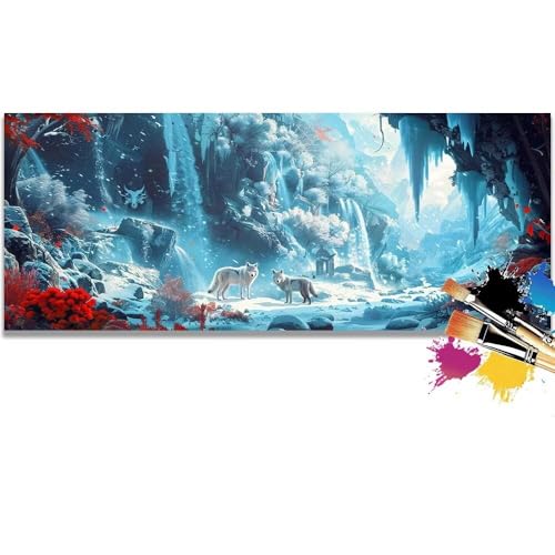 Malen Nach Zahlen Landscape, Fox Malen Nach Zahlen Erwachsene DIY Paint by Numbers Kinder Gemälde inklusive Pinsel und Acrylfarben Handgemalt Ölgemälde Leinwand Bastelset (Frameless)(100x200cm) von Mailielie