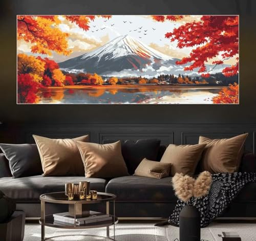 Malen Nach Zahlen Landscape, Mount Fuji Malen Nach Zahlen Erwachsene DIY Paint by Numbers Kinder Gemälde inklusive Pinsel und Acrylfarben Handgemalt Ölgemälde Leinwand Bastelset (Frameless)(20x40cm) von Mailielie