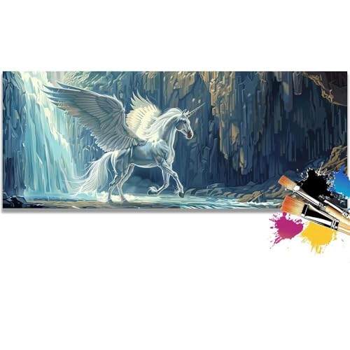 Malen Nach Zahlen Landscape, Unicorn Malen Nach Zahlen Erwachsene DIY Paint by Numbers Kinder Gemälde inklusive Pinsel und Acrylfarben Handgemalt Ölgemälde Leinwand Bastelset (Frameless)(20x40cm) von Mailielie