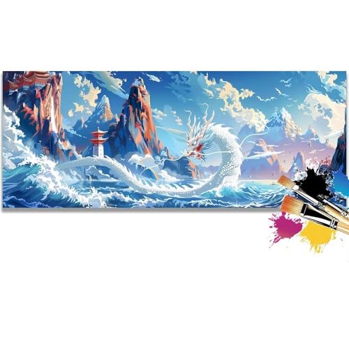 Malen Nach Zahlen Lighthouse, Dragon Malen Nach Zahlen Erwachsene DIY Paint by Numbers Kinder Gemälde inklusive Pinsel und Acrylfarben Handgemalt Ölgemälde Leinwand Bastelset (Frameless)(100x200cm) von Mailielie