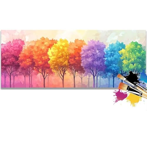 Malen Nach Zahlen Painting, Trees Malen Nach Zahlen Erwachsene DIY Paint by Numbers Kinder Gemälde inklusive Pinsel und Acrylfarben Handgemalt Ölgemälde Leinwand Bastelset (Frameless)(20x40cm) von Mailielie