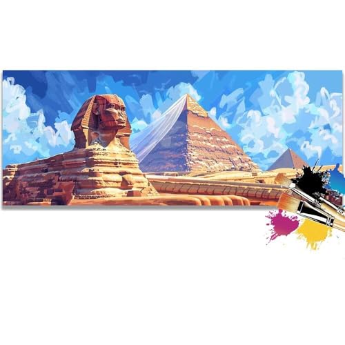 Malen Nach Zahlen Pyramid, Landscape Malen Nach Zahlen Erwachsene DIY Paint by Numbers Kinder Gemälde inklusive Pinsel und Acrylfarben Handgemalt Ölgemälde Leinwand Bastelset (Frameless)(20x40cm) von Mailielie