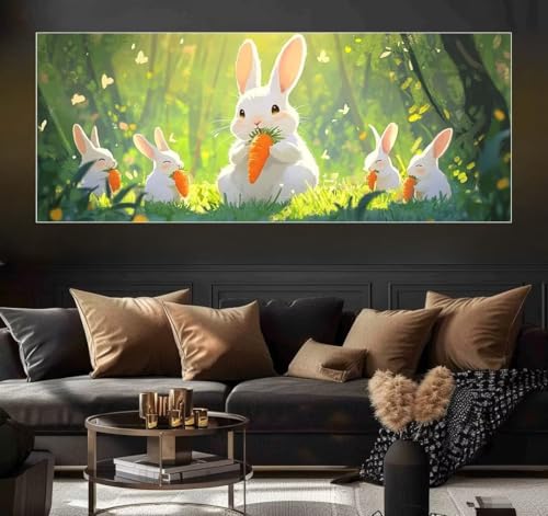 Malen Nach Zahlen Rabbit,Cute Malen Nach Zahlen Erwachsene DIY Paint by Numbers Kinder Gemälde inklusive Pinsel und Acrylfarben Handgemalt Ölgemälde Leinwand Bastelset für Geschenk(Frameless)(20x40cm) von Mailielie