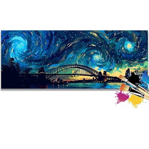 Malen Nach Zahlen Starry Sky, Bridge Malen Nach Zahlen Erwachsene DIY Paint by Numbers Kinder Gemälde inklusive Pinsel und Acrylfarben Handgemalt Ölgemälde Leinwand Bastelset (Frameless)(30x60cm) von Mailielie