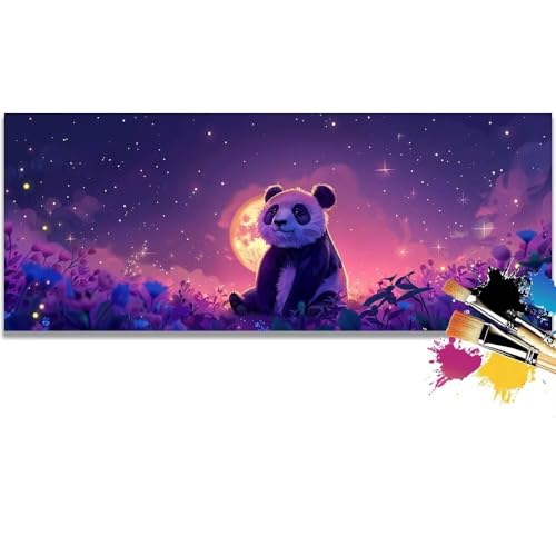 Malen Nach Zahlen Starry Sky, Panda Malen Nach Zahlen Erwachsene DIY Paint by Numbers Kinder Gemälde inklusive Pinsel und Acrylfarben Handgemalt Ölgemälde Leinwand Bastelset (Frameless)(20x40cm) von Mailielie