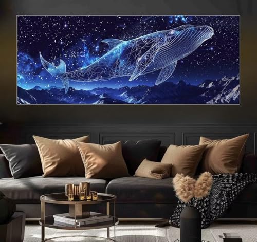 Malen Nach Zahlen Starry Sky, Whales Malen Nach Zahlen Erwachsene DIY Paint by Numbers Kinder Gemälde inklusive Pinsel und Acrylfarben Handgemalt Ölgemälde Leinwand Bastelset (Frameless)(20x40cm) von Mailielie