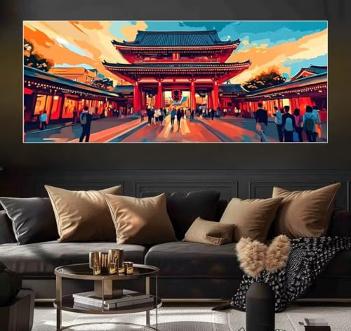 Malen Nach Zahlen Sunset, Architecture Malen Nach Zahlen Erwachsene DIY Paint by Numbers Kinder Gemälde inklusive Pinsel und Acrylfarben Handgemalt Ölgemälde Leinwand Bastelset (Frameless)(100x200cm) von Mailielie