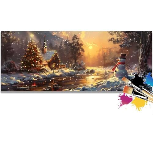 Malen Nach Zahlen Sunset, Christmas Malen Nach Zahlen Erwachsene DIY Paint by Numbers Kinder Gemälde inklusive Pinsel und Acrylfarben Handgemalt Ölgemälde Leinwand Bastelset (Frameless)(90x180cm) von Mailielie