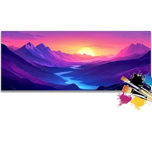 Malen Nach Zahlen Sunset, Landscape Malen Nach Zahlen Erwachsene DIY Paint by Numbers Kinder Gemälde inklusive Pinsel und Acrylfarben Handgemalt Ölgemälde Leinwand Bastelset (Frameless)(100x200cm) von Mailielie