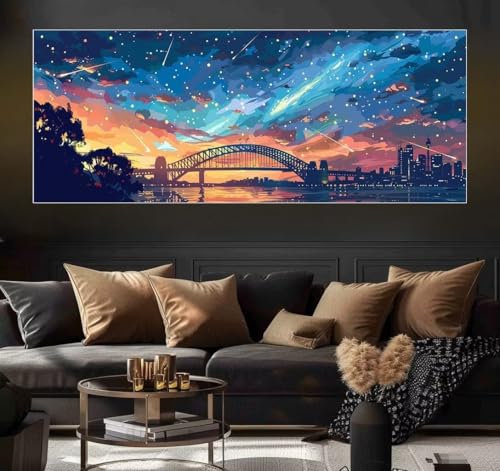 Malen Nach Zahlen Sunset, Starry Sky Malen Nach Zahlen Erwachsene DIY Paint by Numbers Kinder Gemälde inklusive Pinsel und Acrylfarben Handgemalt Ölgemälde Leinwand Bastelset (Frameless)(20x40cm) von Mailielie